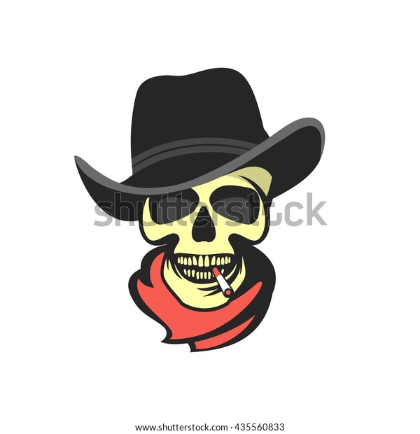 Vektor Stok Skull Gangster Hat Cigar On 