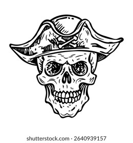 Skull hat icon in drawing style