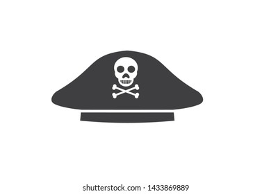 Skull hat icon, pirates hat with human skull sign