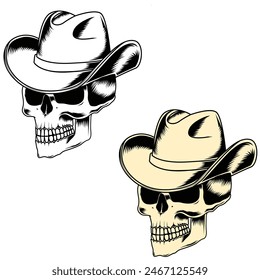 Skull with hat illustration. Skull sheriff vector