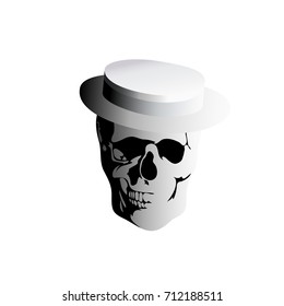 Skull in hat isolated on white background