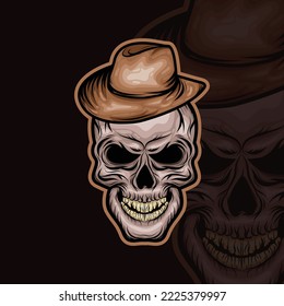 skull with hat mascot logo design