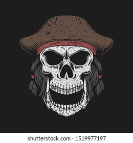 skull hat pirate vector illustration for your company or brand