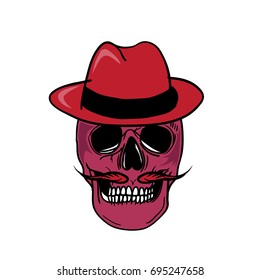 skull hat red