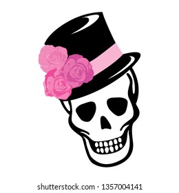 skull, hat and roses