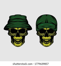 skull hat style vector art