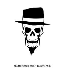 skull with hat for tattoo design or t-shirt