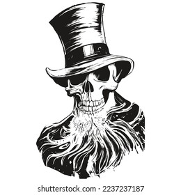 skull hat for t-shirt vector hand drawn ,black and white clip art
