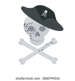 Skull in a hat. Vector graphics