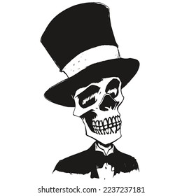 skull hat vector hand drawn ,black and white clip art
