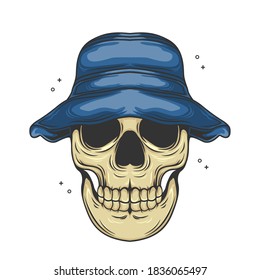 Skull Hat Vector Icon Illustration. Summer Concept Isolated Premium Vector. Flat Cartoon Style