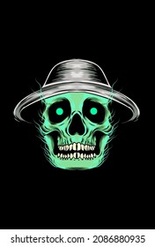 Skull with hat vector illustration