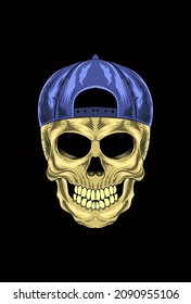 Skull with hat vector illustration