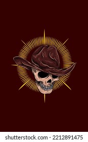 Skull with hat vector illustration