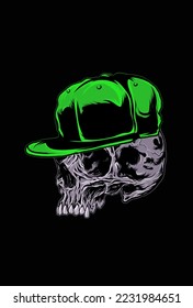 Skull with hat vector illustration