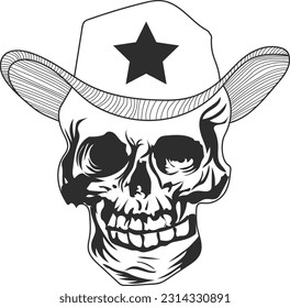 skull with a hat vector on white background