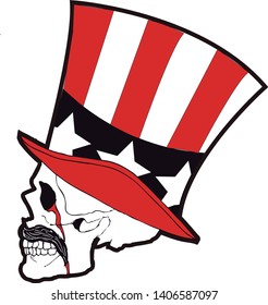 
skull with the hat of a very famous country. uncle Sam