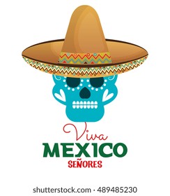 skull hat viva mexico design