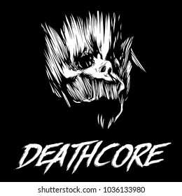 Skull of head above the inscription on Deathcore