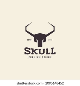 skull head animal longhorn vintage logo design