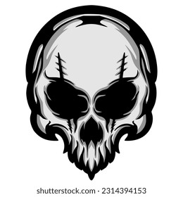 Skull head art illustration logo mascot darkness