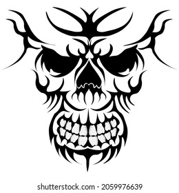 skull head art logo illustration