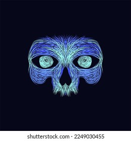 Skull Head artwork style illustration design, logo icon vector design template, suitable for your company