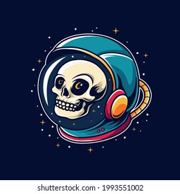 Skull head in astronaut helmet