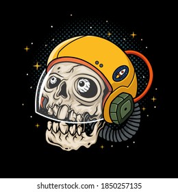 Skull head astronaut vector illustration