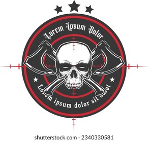 Skull head axe logo vector illustration