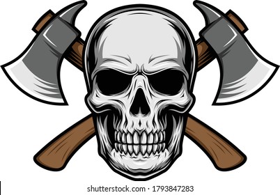 SKULL HEAD WITH AXE VECTOR DESIGN