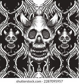 Skull Head with Skull Background and Cables