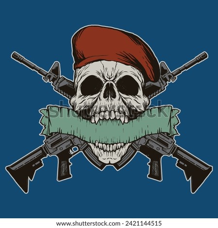 skull head badge logo drawing color