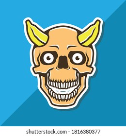 skull head with banana horn. vector illustration