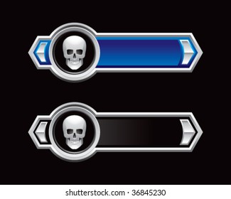skull head banners colored blue
