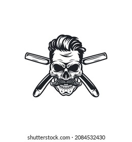 Skull Head Barber Mascot Logo