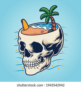 Skull head beach vector illustration