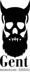 skull head with beard and horns
