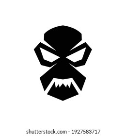 Skull head black bones character.