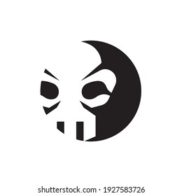 Skull head black bones character.