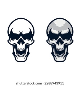 Skull head with black outline illustration