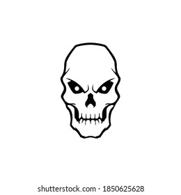 skull head black outline isolated in white background