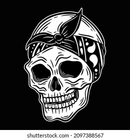 Skull Head Black White Hand Drawn Stock Vector (Royalty Free ...