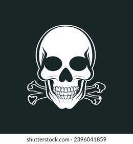 Skull head black and white hand drawn tattoo concept dark art illustration