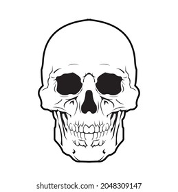 skull head black white vector illustration design