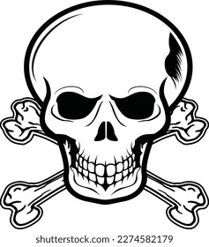 Skull head and bones vector image