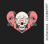 skull head with broken heart tattoo