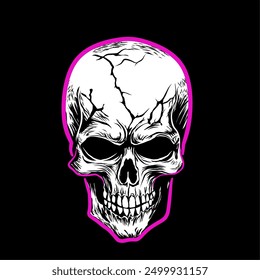 Skull head with broken line vector 