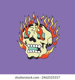 The skull of a head burning with the flames of vengeance: Vector Illustrations for Esport and Sports Team Logos, Emblems and Apparel