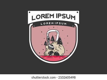 Skull head and carabiner illustration design
